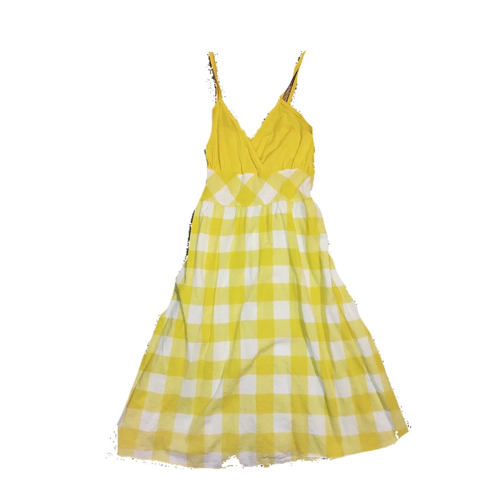 Short yellow-checkered dress
